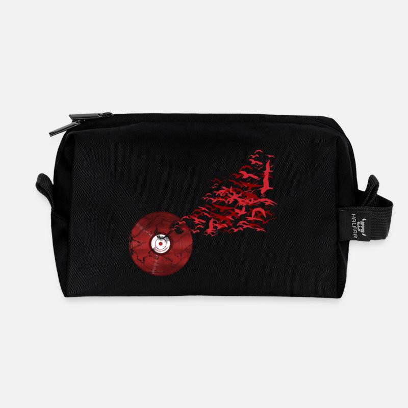 Vinyl Birds - Recycled Toiletry Zip Bag - black