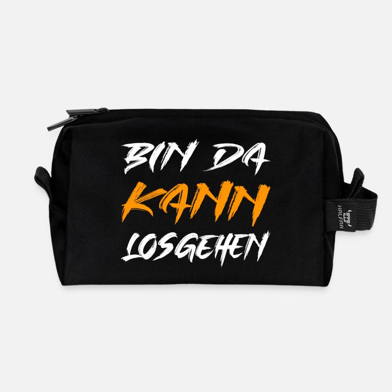 Bin da kann losgehen - Recycelte Kulturtasche - Schwarz