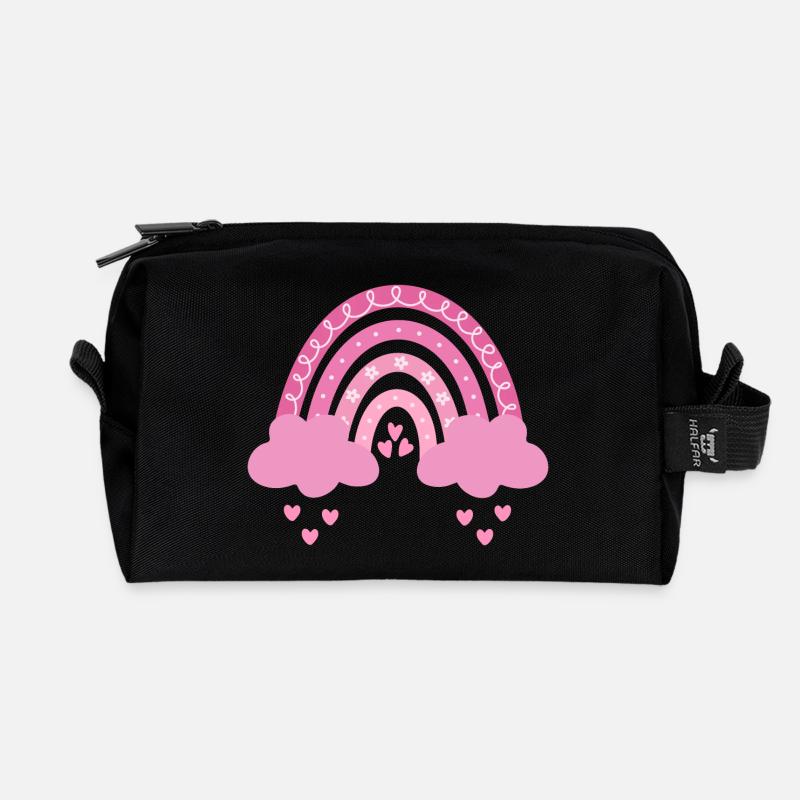 Boho Regenbogen rosa Mädchen Geburt Baby Babyparty - Recycelte Kulturtasche - Schwarz