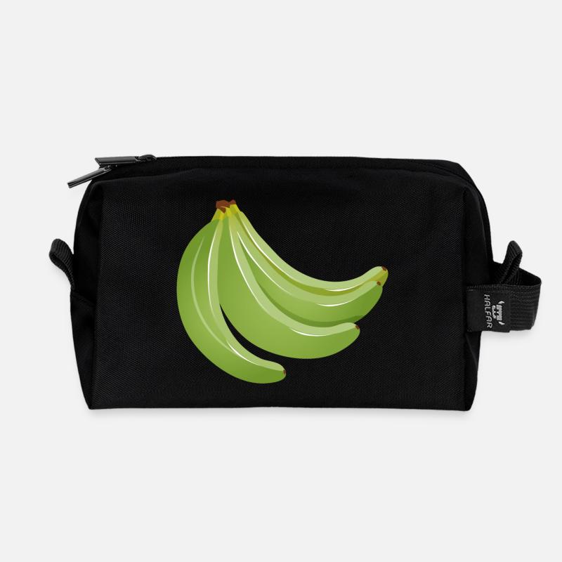 vier leuchtend grüne unreife Bananen - Recycelte Kulturtasche - Schwarz