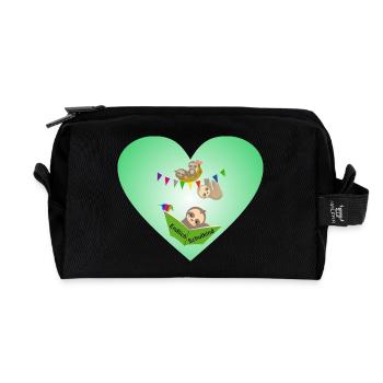 Schulkind Herz süsse Faultiere - Recycelte Kulturtasche - Schwarz - Vorne