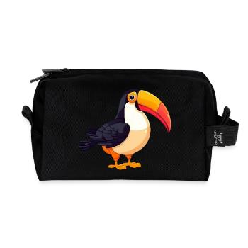 Toucan in Paradise: Colorful Jungle Dweller - Recycled Toiletry Zip Bag - black - Front