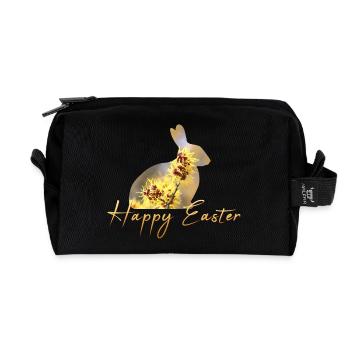 Happy Easter rabbit - Recycled Toiletry Zip Bag - black - Front