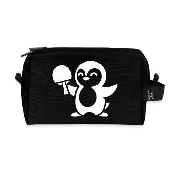 Silhouette de ping-pong pingouin minimaliste - Trousse de toilette en tissu recyclé - noir - Devant