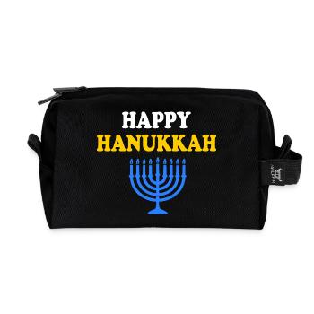 HAPPY HANUKKAH - Recycelte Kulturtasche - Schwarz - Vorne