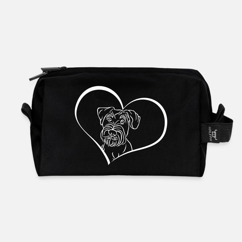 Mittelschnauzer im Herz - Recycelte Kulturtasche - Schwarz