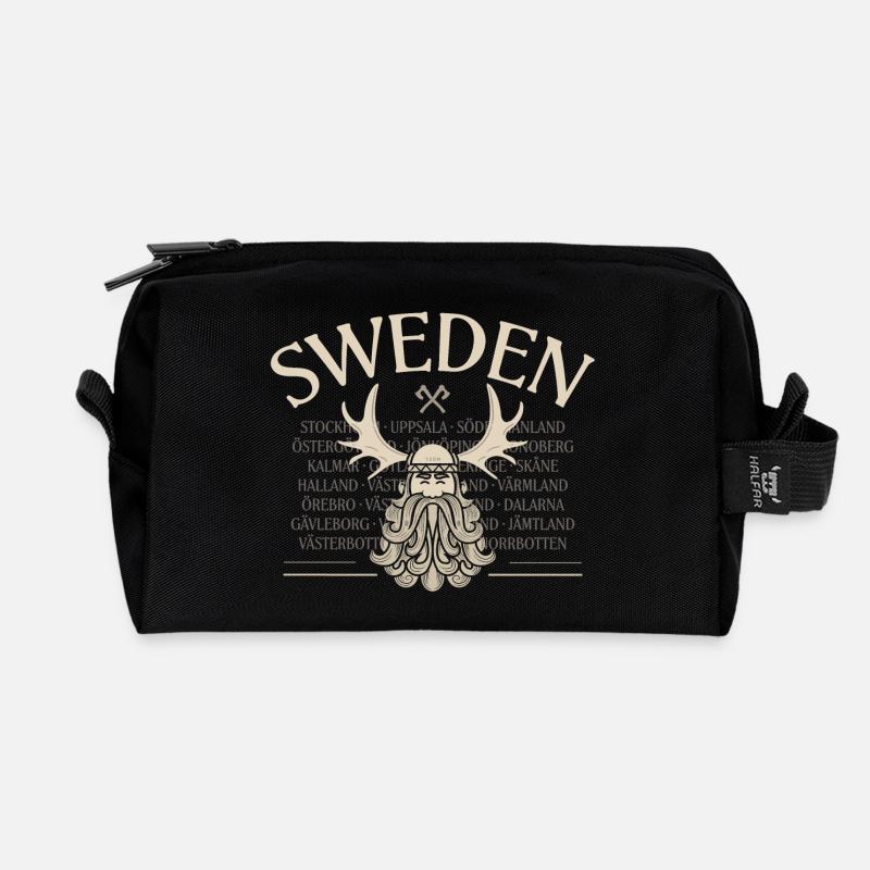 Sweden - Viking Beard - Moose - Recycelte Kulturtasche - Schwarz