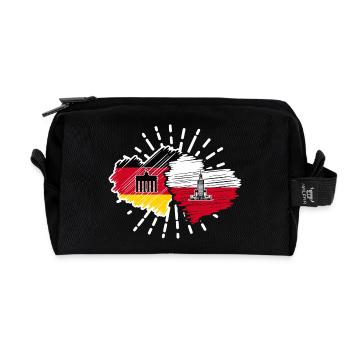 Deutschland Polen Herzen Fußball Länderspiel - Recycelte Kulturtasche - Schwarz - Vorne