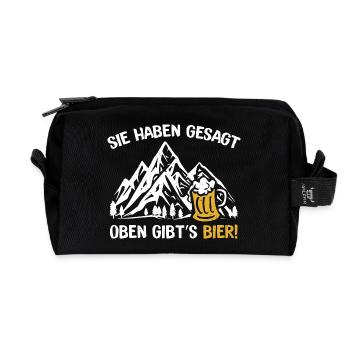Oben Gibt’s Bier Wander Berge Natur Bierliebhaber - Recycelte Kulturtasche - Schwarz - Vorne