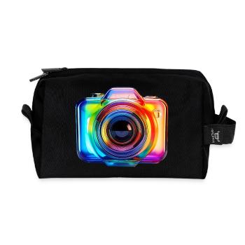 Colorful camera in modern glass design - Recycled Toiletry Zip Bag - black - Front