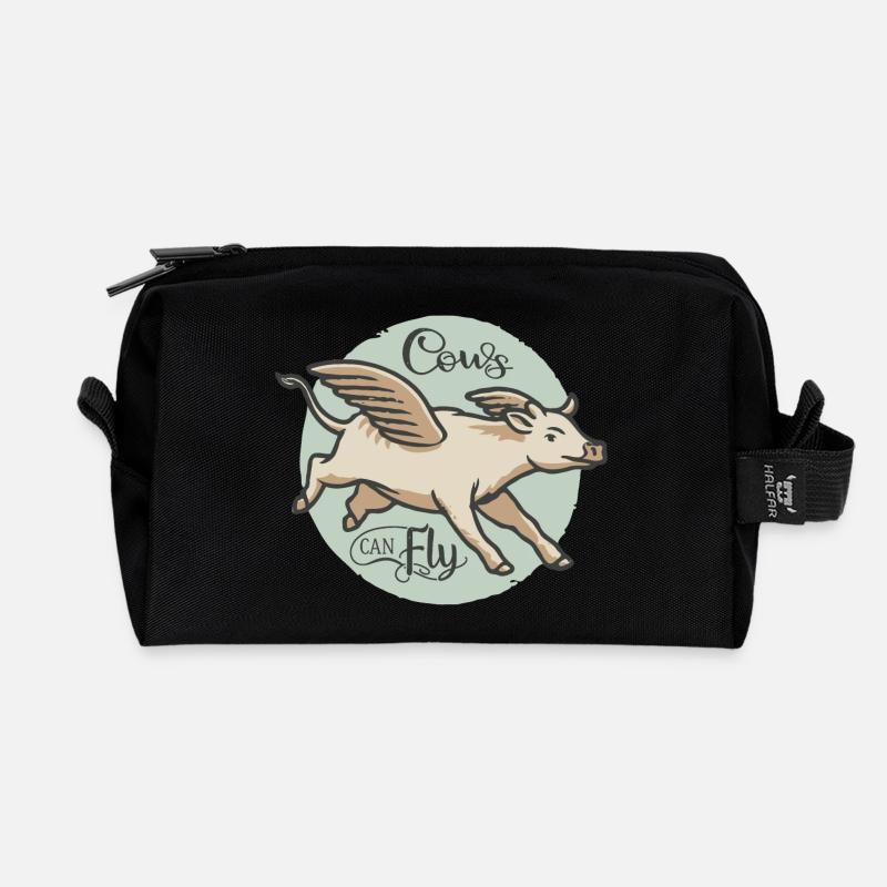 Cows can fly - Recycled Toiletry Zip Bag - black