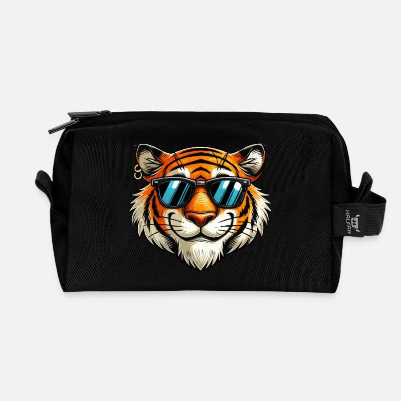 Tiger Sonnenbrille - Recycelte Kulturtasche - Schwarz