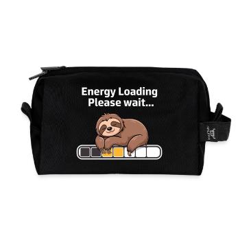 Lazy Sloth – Fun Power Saving Design - Recycled Toiletry Zip Bag - black - Front
