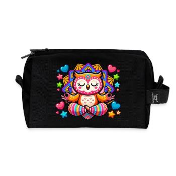 Meditierende Eule Mandala Yoga Meditation - Recycelte Kulturtasche - Schwarz - Vorne