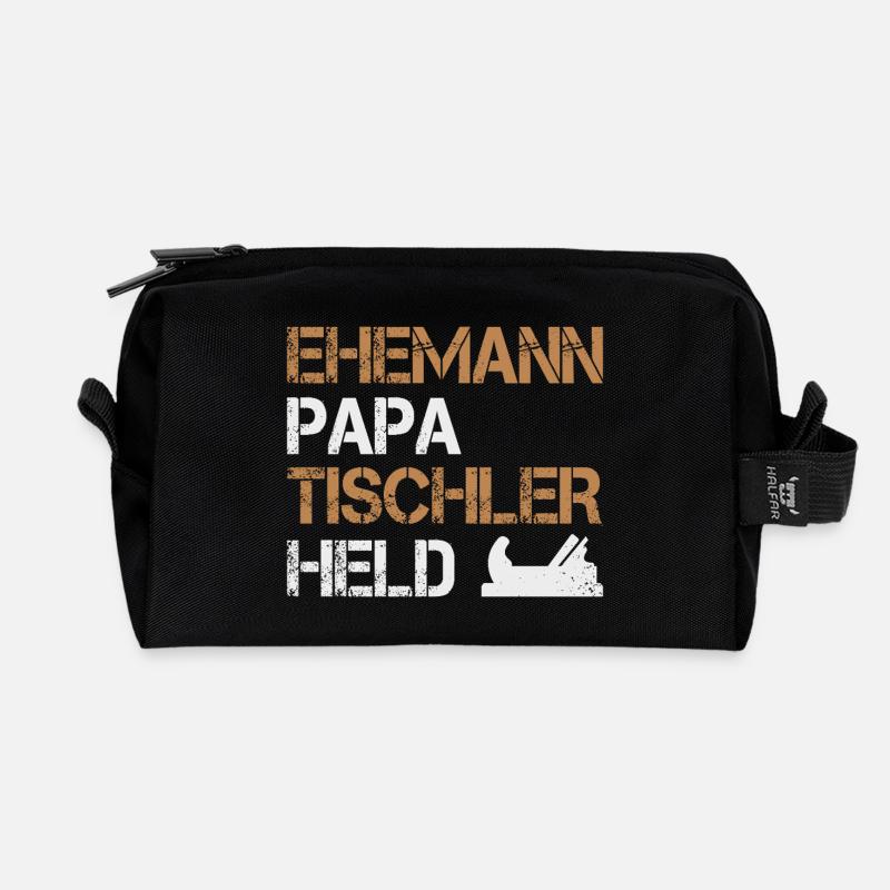 Ehemann Papa Tischler Held Holzarbeiter Handwerker - Recycelte Kulturtasche - Schwarz
