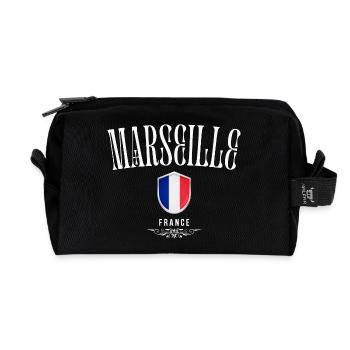 Marseille France, souvenir France - Trousse de toilette en tissu recyclé - noir - Devant