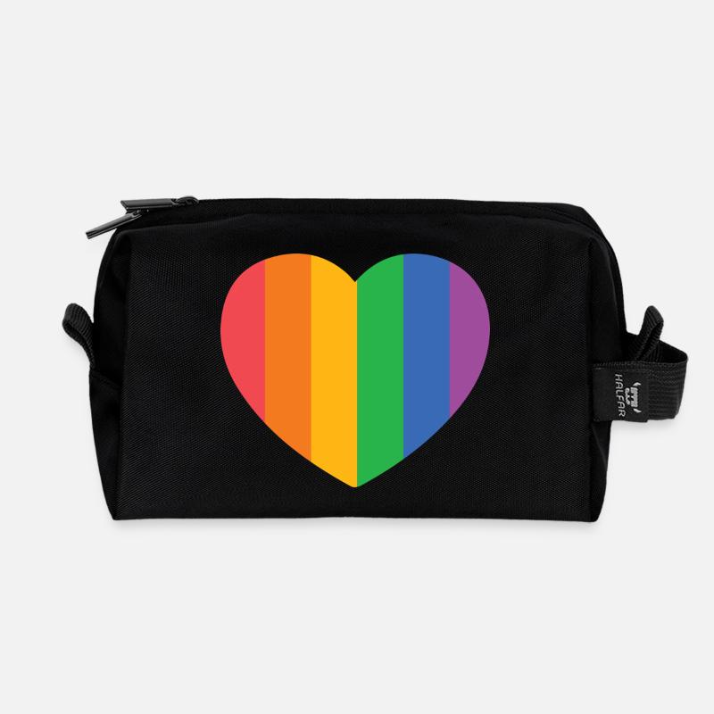 Herz mit Pride Streifen - Recycelte Kulturtasche - Schwarz