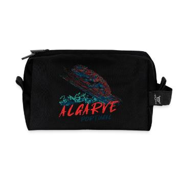 Bunte Illustration eines Algarve-Chamäleons - Recycelte Kulturtasche - Schwarz - Vorne