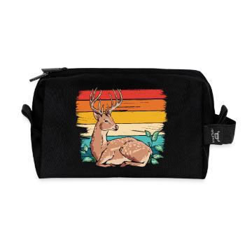 Reh im Retro Stil - Recycelte Kulturtasche - Schwarz - Vorne