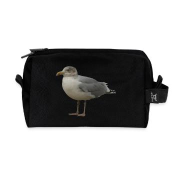 Seemöwe am Strand Illustration - Recycelte Kulturtasche - Schwarz - Vorne