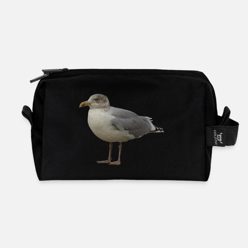 Seemöwe am Strand Illustration - Recycelte Kulturtasche - Schwarz
