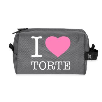 I love cake - Recycled Toiletry Zip Bag - anthracite - Front