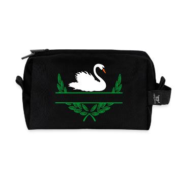 Swan Laurel Wreath with Namespace - Recycled Toiletry Zip Bag - black - Front