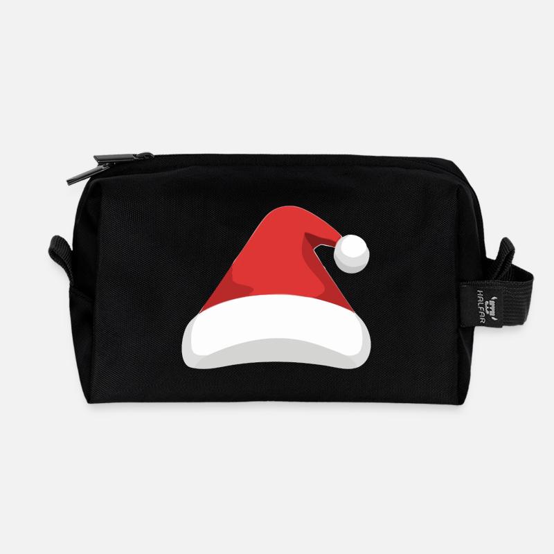 Elf Hat Santa Hat - Recycled Toiletry Zip Bag - black