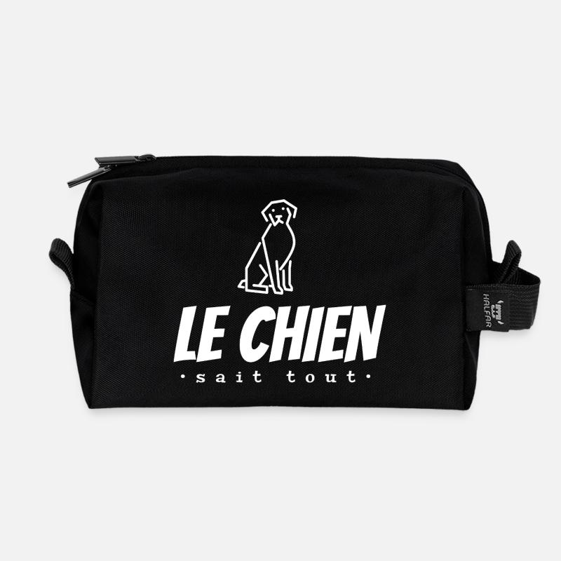 The dog knows everything - Recycled Toiletry Zip Bag - black