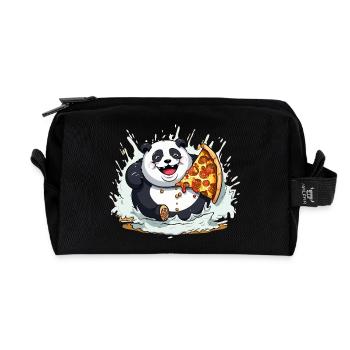 Panda Pizza Splash Cartoon - Recycelte Kulturtasche - Schwarz - Vorne