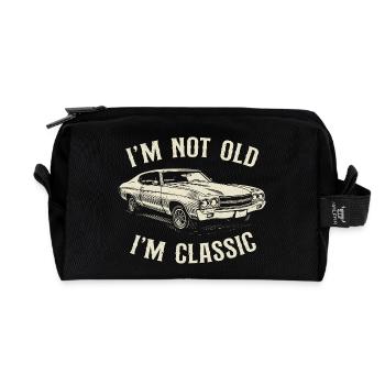 Je ne suis pas vieux, je suis un papa de voitures classiques Humour - Trousse de toilette en tissu recyclé - noir - Devant