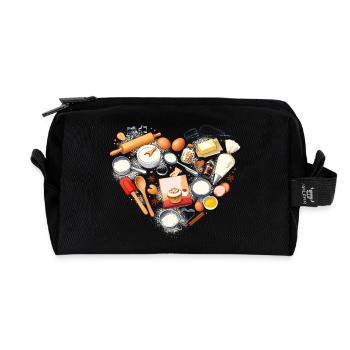 Baking Heart Shape Baking Utensils Hobby Baker - Recycled Toiletry Zip Bag - black - Front
