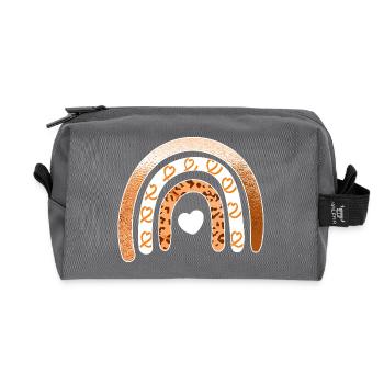 Leopard-Regenbogenherz-Arc - Recycelte Kulturtasche - Anthrazit - Vorne