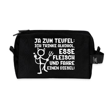 Ja zum Teufel ich trinke Alkohol Esse Fleisch - Recycelte Kulturtasche - Schwarz - Vorne