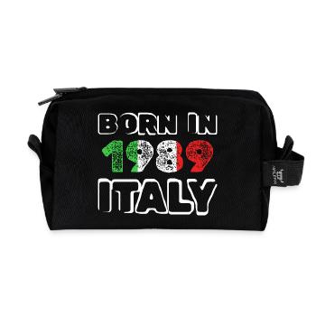 BORN IN 1989 ITALY Vintage Tee - Recycled Toiletry Zip Bag - black - Front
