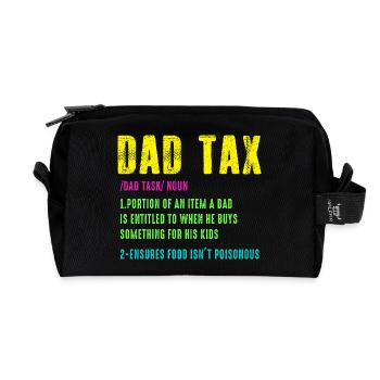 Dad Tax Neon Humor Tee - Recycled Toiletry Zip Bag - black - Front