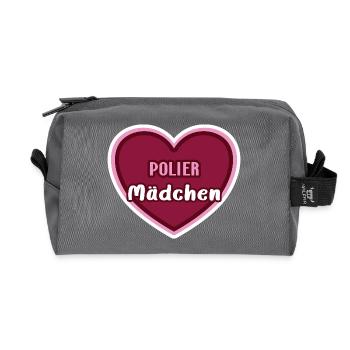 Polier Mädchen Poliermädchen Frauen Polierin - Recycelte Kulturtasche - Anthrazit - Vorne