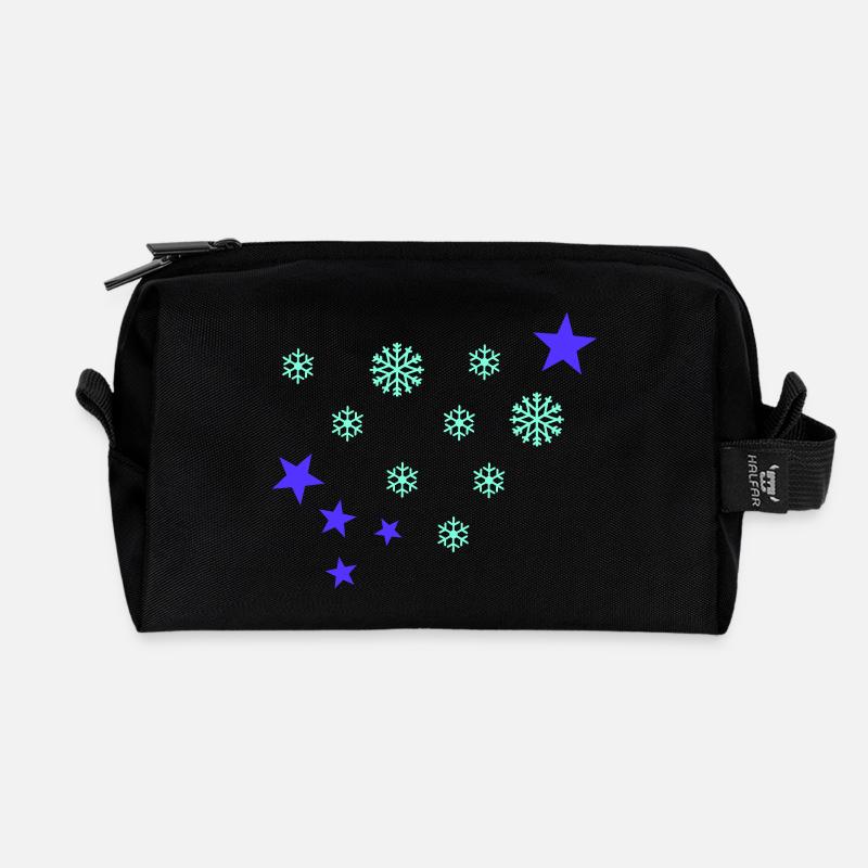 Schneeflocken - Recycelte Kulturtasche - Schwarz