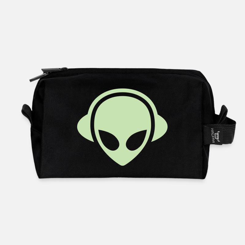 Alien Kopfhörer Glow in the dark - Recycelte Kulturtasche - Schwarz