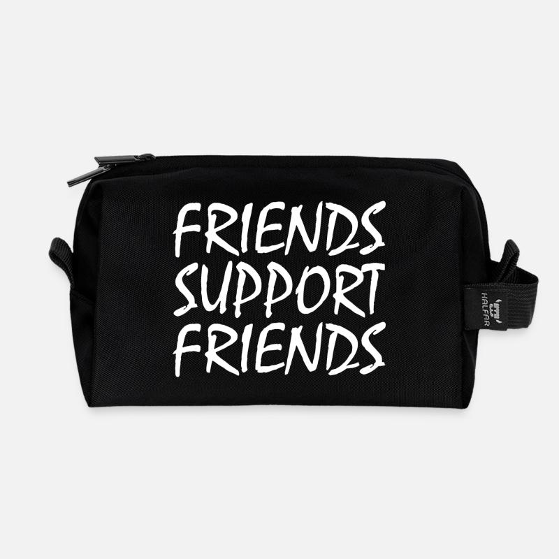 friends supporting friends - Recycelte Kulturtasche - Schwarz