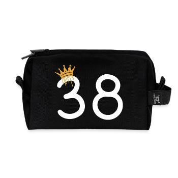Elegant birthday number 38 with crown - Recycled Toiletry Zip Bag - black - Front
