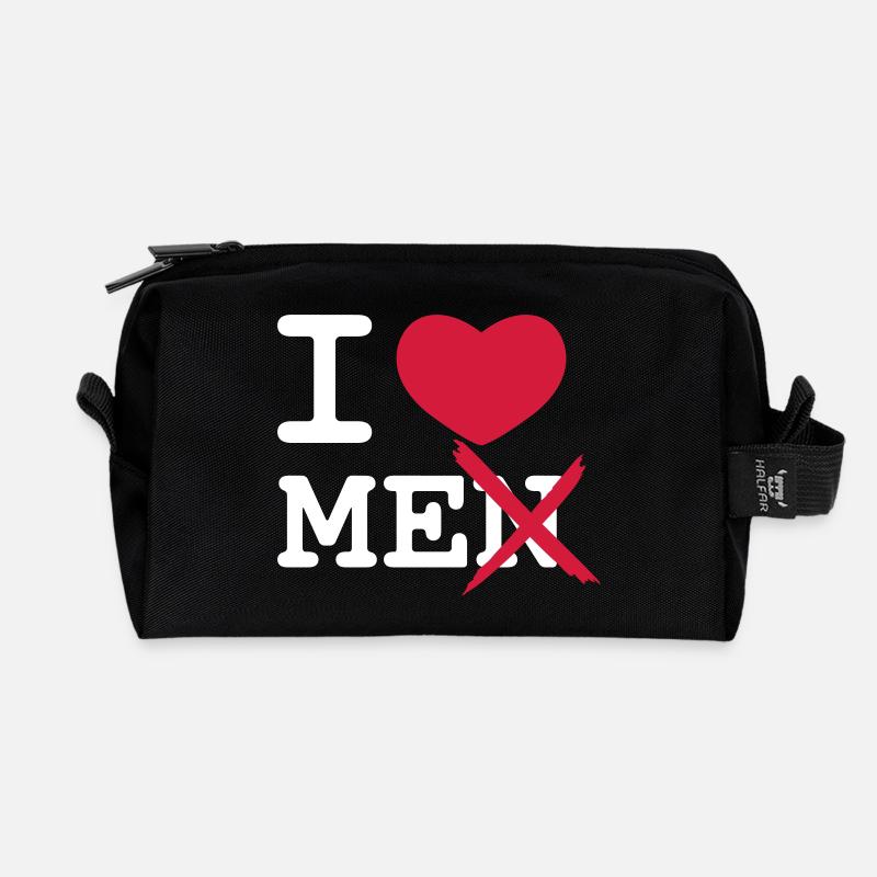 I Love Men - Recycled Toiletry Zip Bag - black