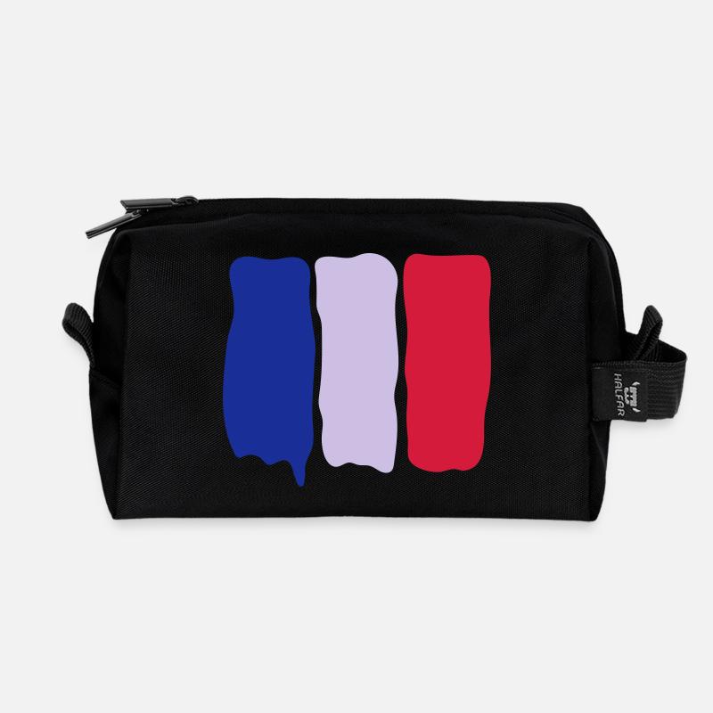 French flag runny paint - Recycled Toiletry Zip Bag - black