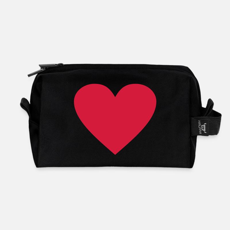 herz2 - Recycelte Kulturtasche - Schwarz