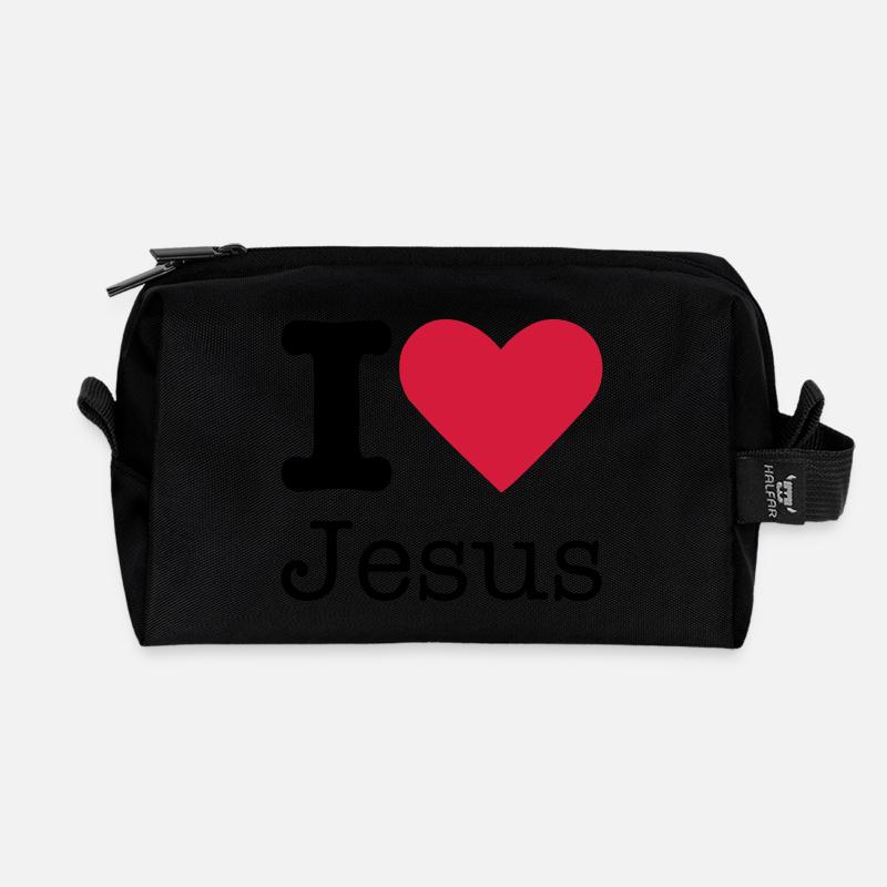 I Love Jesus - Recycled Toiletry Zip Bag - black
