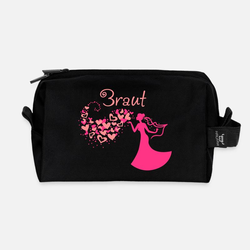 Herzwolken Braut Text - Recycelte Kulturtasche - Schwarz