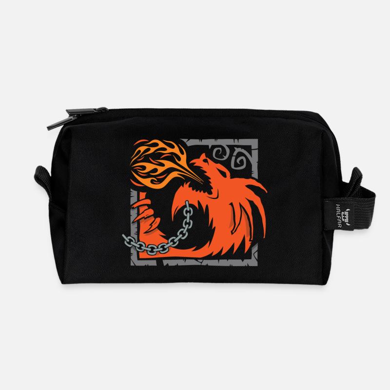 Dragon Fire - Recycled Toiletry Zip Bag - black