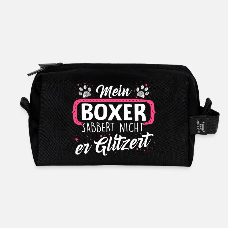 Boxer Hund Hunde Geschenk Glitzer - Recycelte Kulturtasche - Schwarz