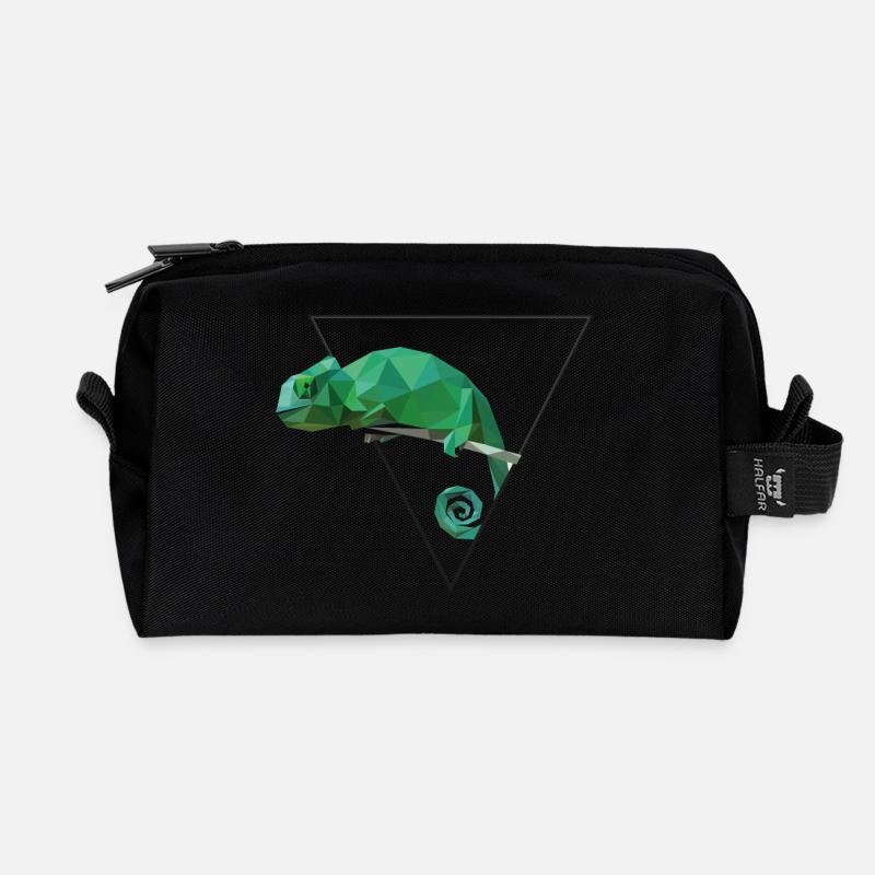 Chamäleon Chamäleons T-Shirt Geschenk Reptilien - Recycelte Kulturtasche - Schwarz