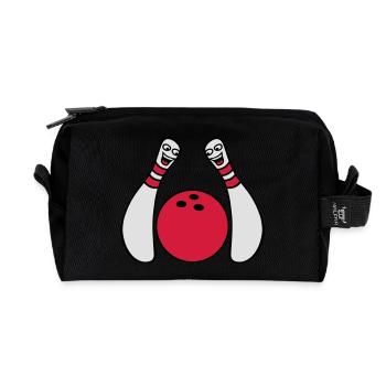 2 Cheeky Comic Bowling Pins - Recycelte Kulturtasche - Schwarz - Vorne